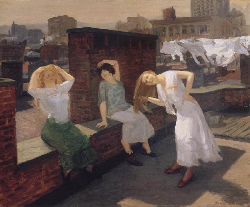 John sloan Woman drying their Hair